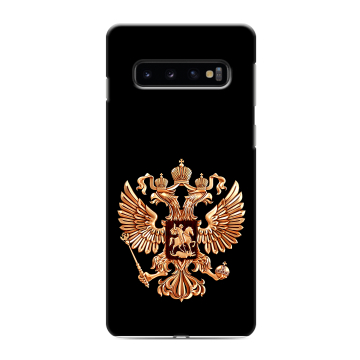 Силиконовый противоударный чехол на Samsung Galaxy S10 с принтом Герб России золотой Силиконовый противоударный чехол на Samsung Galaxy S10 с принтом Герб России золотой