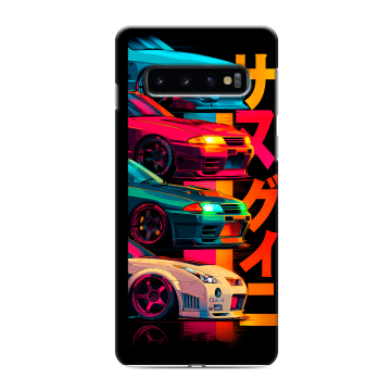 Силиконовый противоударный чехол на Samsung Galaxy S10 с принтом Гоночные машины Силиконовый противоударный чехол на Samsung Galaxy S10 с принтом Гоночные машины