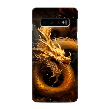 Силиконовый противоударный чехол на Samsung Galaxy S10 с принтом Золотой дракон Силиконовый противоударный чехол на Samsung Galaxy S10 с принтом Золотой дракон