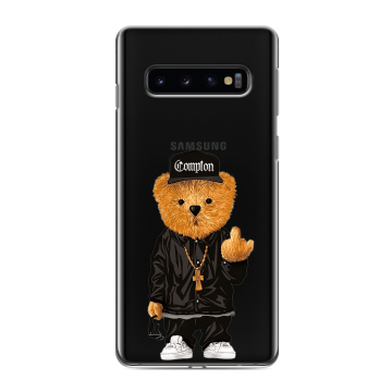 Силиконовый противоударный чехол на Samsung Galaxy S10 с принтом Мишка Силиконовый противоударный чехол на Samsung Galaxy S10 с принтом Мишка