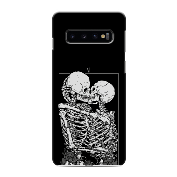 Силиконовый противоударный чехол на Samsung Galaxy S10 с принтом Поцелуй скелетов Силиконовый противоударный чехол на Samsung Galaxy S10 с принтом Поцелуй скелетов