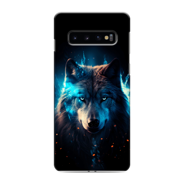 Силиконовый противоударный чехол на Samsung Galaxy S10 с принтом Волк ночной