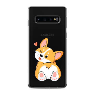 Силиконовый противоударный чехол на Samsung Galaxy S10 с принтом Корги Силиконовый противоударный чехол на Samsung Galaxy S10 с принтом Корги