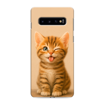Силиконовый противоударный чехол на Samsung Galaxy S10 с принтом котенок Силиконовый противоударный чехол на Samsung Galaxy S10 с принтом котенок