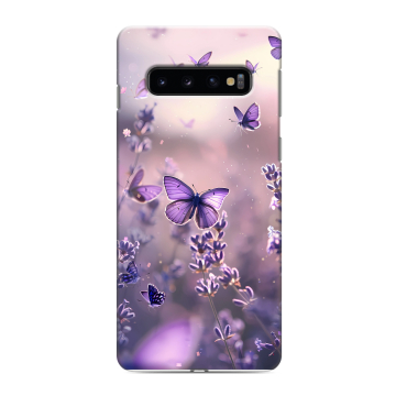Силиконовый противоударный чехол на Samsung Galaxy S10 с принтом бабочки и лаванда Силиконовый противоударный чехол на Samsung Galaxy S10 с принтом бабочки и лаванда