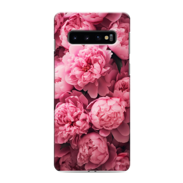 Силиконовый противоударный чехол на Samsung Galaxy S10 с принтом цветы пионы Силиконовый противоударный чехол на Samsung Galaxy S10 с принтом цветы пионы