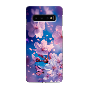 Силиконовый противоударный чехол на Samsung Galaxy S10 с принтом цветы бабочки Силиконовый противоударный чехол на Samsung Galaxy S10 с принтом цветы бабочки