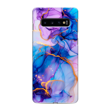 Силиконовый противоударный чехол на Samsung Galaxy S10 с принтом синий мрамор Силиконовый противоударный чехол на Samsung Galaxy S10 с принтом синий мрамор