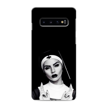 Силиконовый противоударный чехол на Samsung Galaxy S10 с принтом монашка Силиконовый противоударный чехол на Samsung Galaxy S10 с принтом монашка