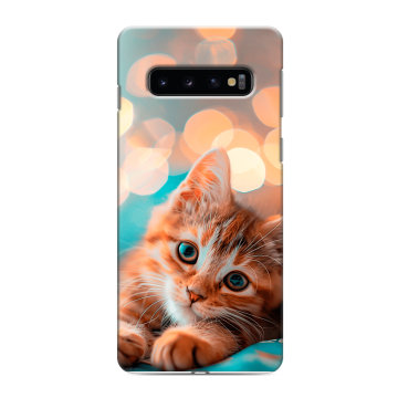 Силиконовый противоударный чехол на Samsung Galaxy S10 с принтом котик Силиконовый противоударный чехол на Samsung Galaxy S10 с принтом котик