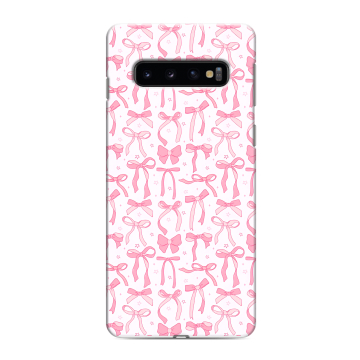 Силиконовый противоударный чехол на Samsung Galaxy S10 с принтом Розовые бантики Силиконовый противоударный чехол на Samsung Galaxy S10 с принтом Розовые бантики
