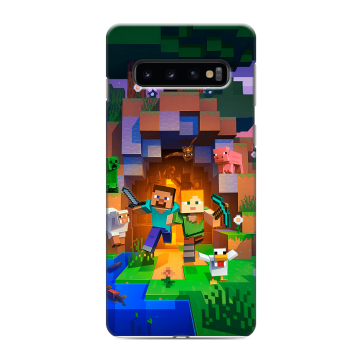 Силиконовый противоударный чехол на Samsung Galaxy S10 с принтом Майнкрафт Minecraft Силиконовый противоударный чехол на Samsung Galaxy S10 с принтом Майнкрафт Minecraft