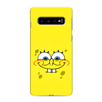 Силиконовый противоударный чехол на Samsung Galaxy S10 с принтом спанчбоб спанч боб