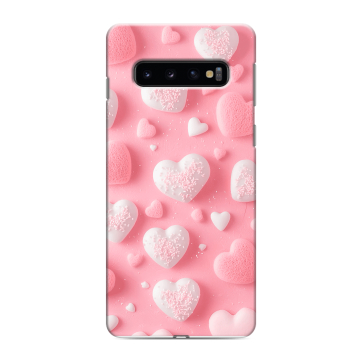 Силиконовый противоударный чехол на Samsung Galaxy S10 с принтом Сердечки Силиконовый противоударный чехол на Samsung Galaxy S10 с принтом Сердечки