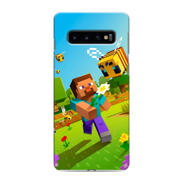Силиконовый противоударный чехол на Samsung Galaxy S10 с принтом Майнкрафт Minecraft