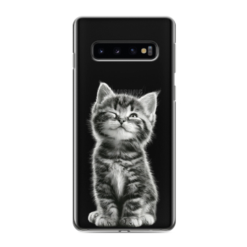 Силиконовый противоударный чехол на Samsung Galaxy S10 с принтом Котенок Силиконовый противоударный чехол на Samsung Galaxy S10 с принтом Котенок