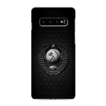 Силиконовый противоударный чехол на Samsung Galaxy S10 с принтом Герб Флаг СССР