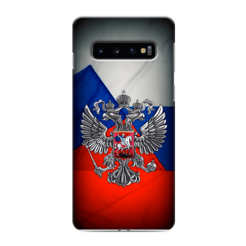 Силиконовый противоударный чехол на Samsung Galaxy S10 с принтом Флаг России Силиконовый противоударный чехол на Samsung Galaxy S10 с принтом Флаг России