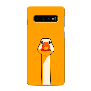 Силиконовый противоударный чехол на Samsung Galaxy S10 с принтом Смешная утка Силиконовый противоударный чехол на Samsung Galaxy S10 с принтом Смешная утка