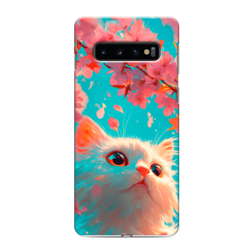 Силиконовый противоударный чехол на Samsung Galaxy S10 с принтом Красивый кот Силиконовый противоударный чехол на Samsung Galaxy S10 с принтом Красивый кот