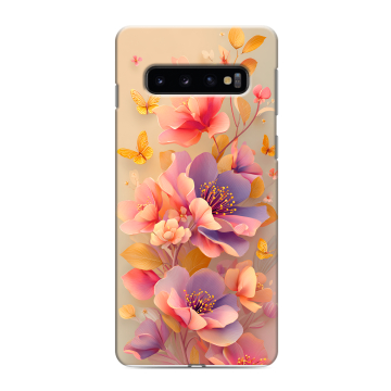 Силиконовый противоударный чехол на Samsung Galaxy S10 с принтом Цветы и бабочки Силиконовый противоударный чехол на Samsung Galaxy S10 с принтом Цветы и бабочки