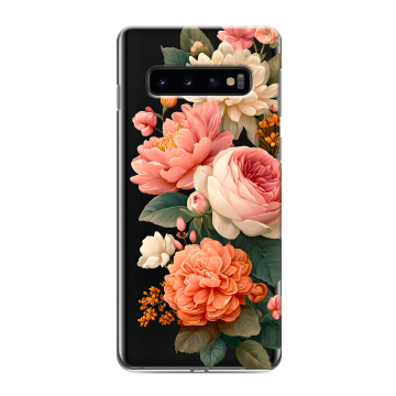 Силиконовый противоударный чехол на Samsung Galaxy S10 с принтом цветы Силиконовый противоударный чехол на Samsung Galaxy S10 с принтом цветы