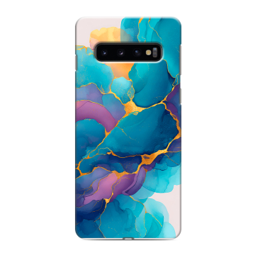 Силиконовый противоударный чехол на Samsung Galaxy S10 с принтом Мрамор блестки Силиконовый противоударный чехол на Samsung Galaxy S10 с принтом Мрамор блестки