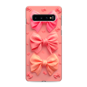 Силиконовый противоударный чехол на Samsung Galaxy S10 с принтом Розовые бантики Силиконовый противоударный чехол на Samsung Galaxy S10 с принтом Розовые бантики