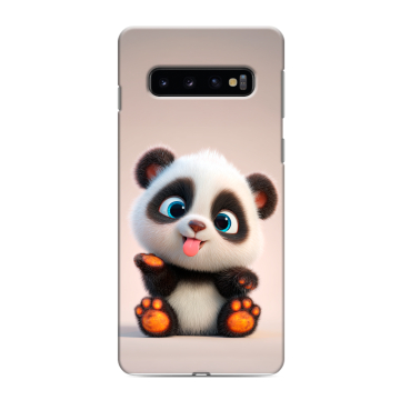 Силиконовый противоударный чехол на Samsung Galaxy S10 с принтом милая панда Силиконовый противоударный чехол на Samsung Galaxy S10 с принтом милая панда