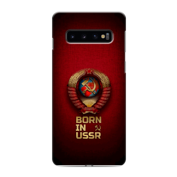 Силиконовый противоударный чехол на Samsung Galaxy S10 с принтом Флаг Герб СССР Силиконовый противоударный чехол на Samsung Galaxy S10 с принтом Флаг Герб СССР