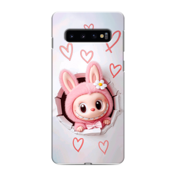 Силиконовый противоударный чехол на Samsung Galaxy S10 с принтом Labubu Лабубу