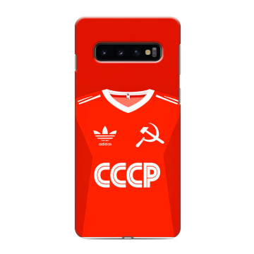 Силиконовый противоударный чехол на Samsung Galaxy S10 с принтом Флаг Герб СССР Силиконовый противоударный чехол на Samsung Galaxy S10 с принтом Флаг Герб СССР