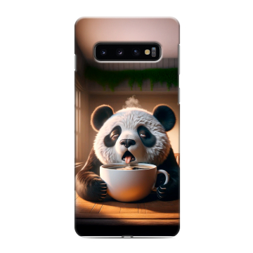 Силиконовый противоударный чехол на Samsung Galaxy S10 с принтом смешная панда Силиконовый противоударный чехол на Samsung Galaxy S10 с принтом смешная панда