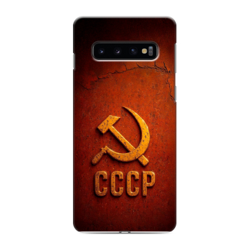 Силиконовый противоударный чехол на Samsung Galaxy S10 с принтом Флаг Герб СССР Силиконовый противоударный чехол на Samsung Galaxy S10 с принтом Флаг Герб СССР