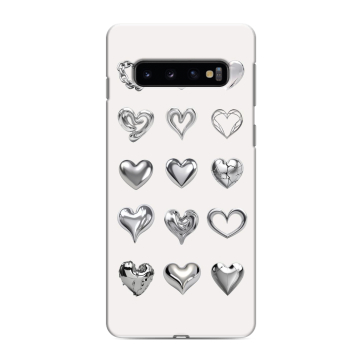 Силиконовый противоударный чехол на Samsung Galaxy S10 с принтом Y2K сердечки Силиконовый противоударный чехол на Samsung Galaxy S10 с принтом Y2K сердечки