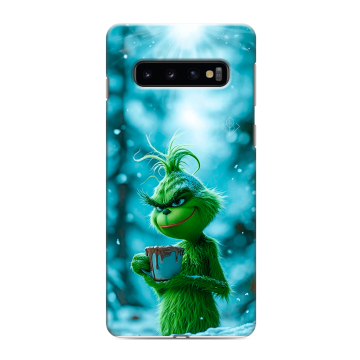 Силиконовый противоударный чехол на Samsung Galaxy S10 с принтом Новый год гринч Силиконовый противоударный чехол на Samsung Galaxy S10 с принтом Новый год гринч