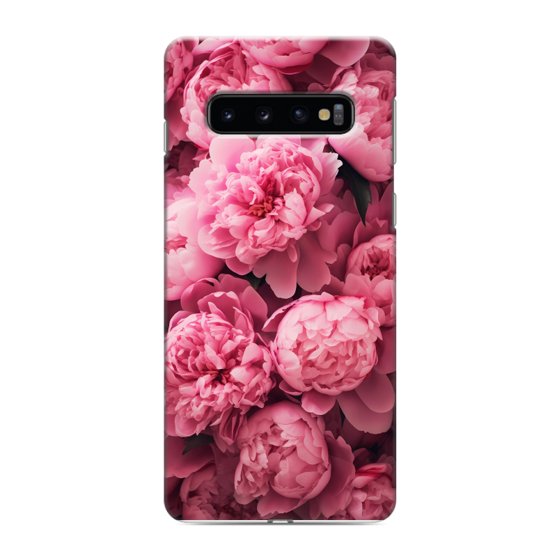 Силиконовый противоударный чехол на Samsung Galaxy S10 с принтом цветы пионы Силиконовый противоударный чехол на Samsung Galaxy S10 с принтом цветы пионы