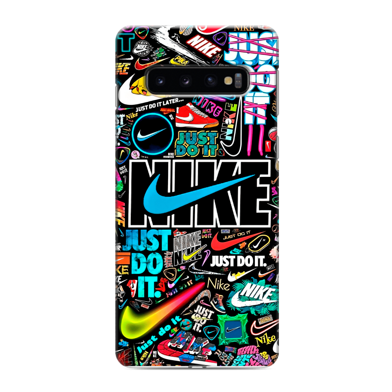 Силиконовый противоударный чехол на Samsung Galaxy S10 с принтом найк nike черный Силиконовый противоударный чехол на Samsung Galaxy S10 с принтом найк nike черный