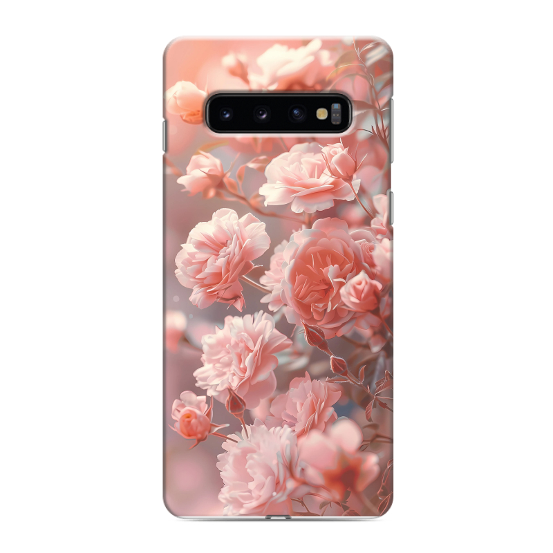 Силиконовый противоударный чехол на Samsung Galaxy S10 с принтом Розовые розы Силиконовый противоударный чехол на Samsung Galaxy S10 с принтом Розовые розы