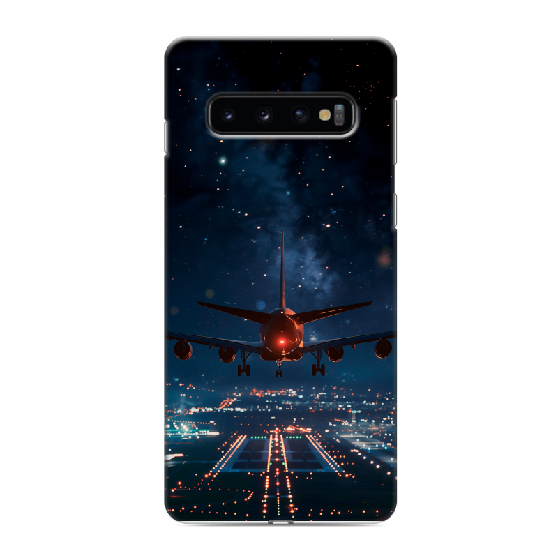 Силиконовый противоударный чехол на Samsung Galaxy S10 с принтом самолет Силиконовый противоударный чехол на Samsung Galaxy S10 с принтом самолет