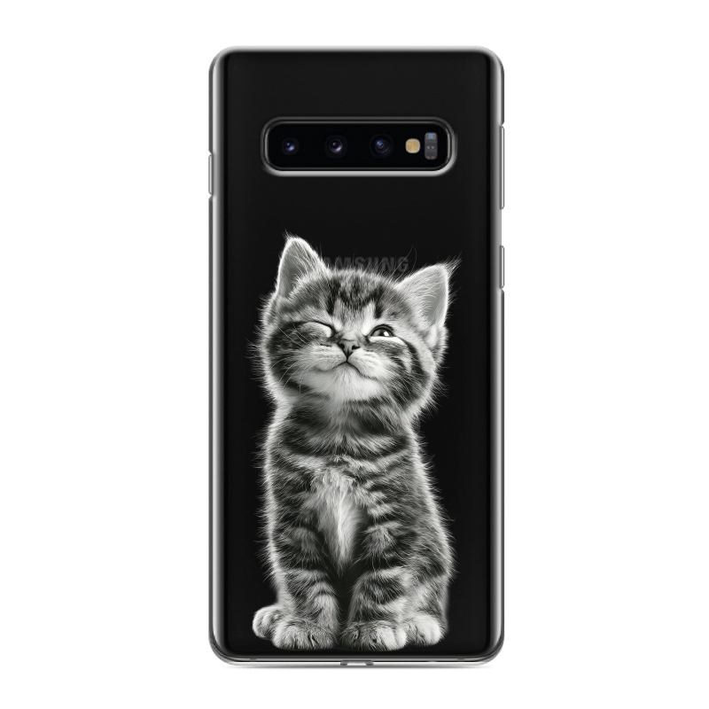 Силиконовый противоударный чехол на Samsung Galaxy S10 с принтом Котенок Силиконовый противоударный чехол на Samsung Galaxy S10 с принтом Котенок