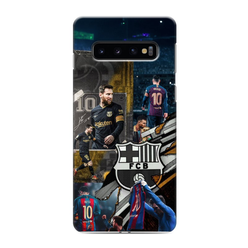 Силиконовый противоударный чехол на Samsung Galaxy S10 с принтом Messi Barcelona Силиконовый противоударный чехол на Samsung Galaxy S10 с принтом Messi Barcelona