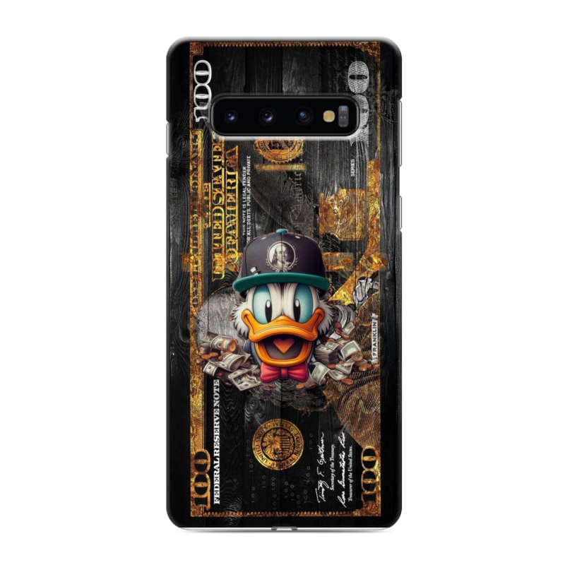 Силиконовый противоударный чехол на Samsung Galaxy S10 с принтом Дональд Дак Доллар Силиконовый противоударный чехол на Samsung Galaxy S10 с принтом Дональд Дак Доллар