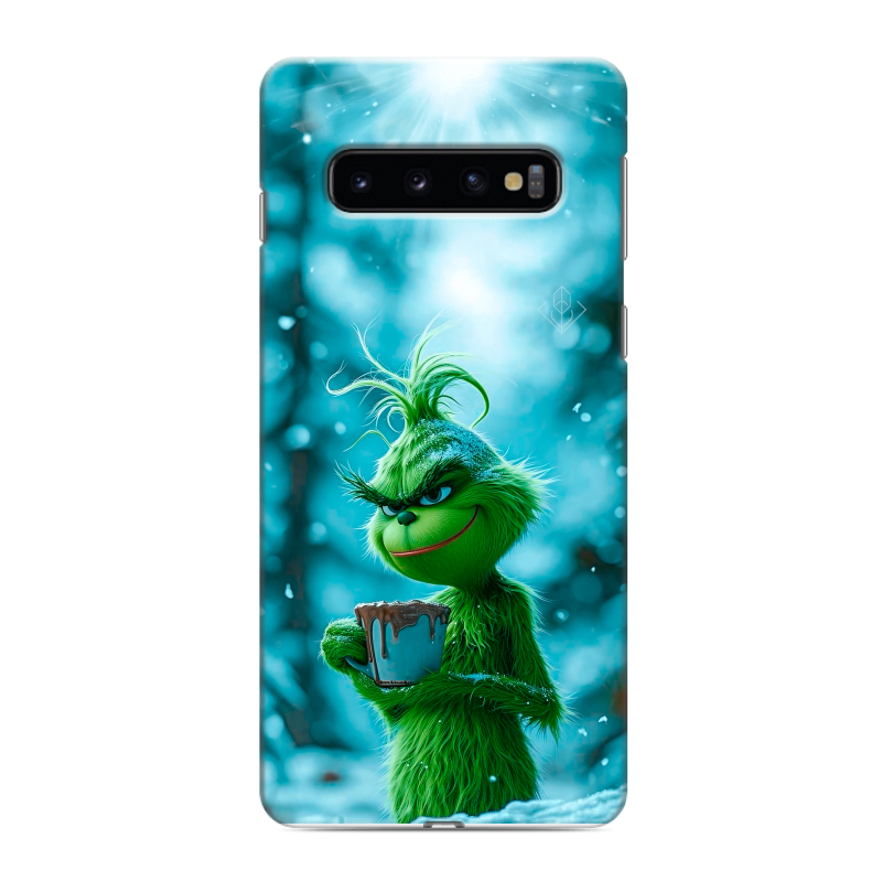 Силиконовый противоударный чехол на Samsung Galaxy S10 с принтом Новый год гринч Силиконовый противоударный чехол на Samsung Galaxy S10 с принтом Новый год гринч