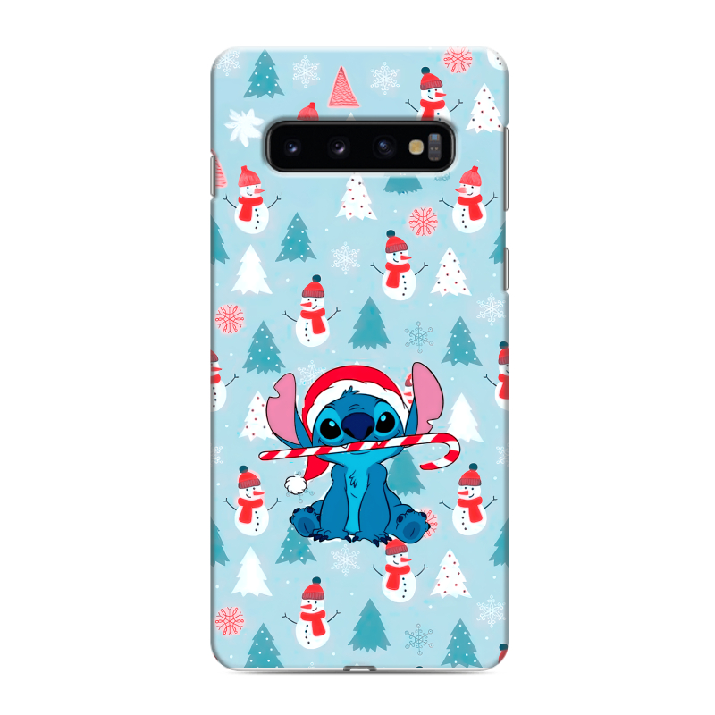 Силиконовый противоударный чехол на Samsung Galaxy S10 с принтом Стич Новый год Силиконовый противоударный чехол на Samsung Galaxy S10 с принтом Стич Новый год