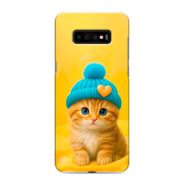 Силиконовый чехол на Samsung Galaxy S10 Plus с принтом Котенок в шапке