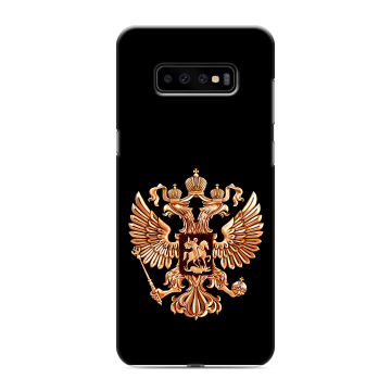 Силиконовый чехол на Samsung Galaxy S10 Plus с принтом Герб России золотой