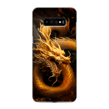 Силиконовый чехол на Samsung Galaxy S10 Plus с принтом Золотой дракон