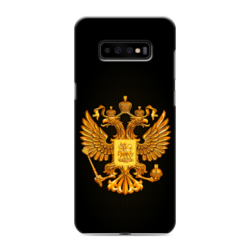 Силиконовый чехол на Samsung Galaxy S10 Plus с принтом Герб России желтый