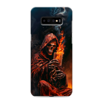 Силиконовый чехол на Samsung Galaxy S10 Plus с принтом Скелет и карты Силиконовый чехол на Samsung Galaxy S10 Plus с принтом Скелет и карты
